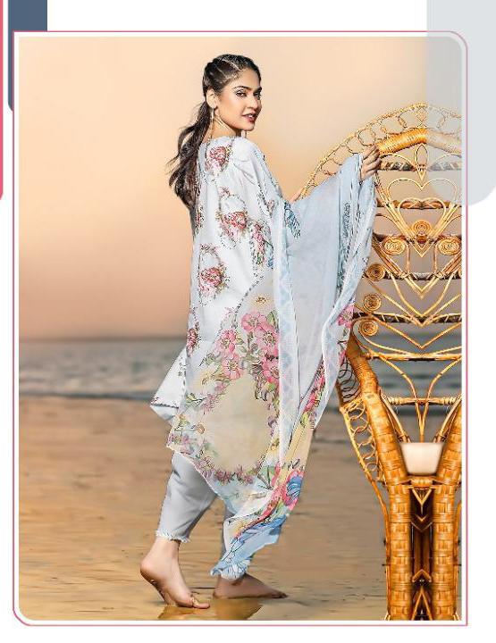 Cotton dress material sales with chiffon dupatta price