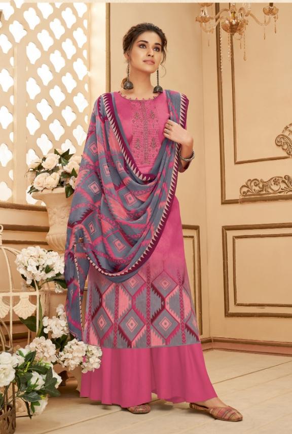 Cotton Unstitched Pink Salwar Suits Material with Chiffon Dupatta for Woman - Stilento
