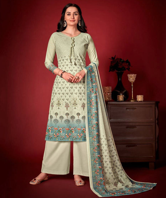 Cotton Unstitched Suit Material With Dupatta - Stilento