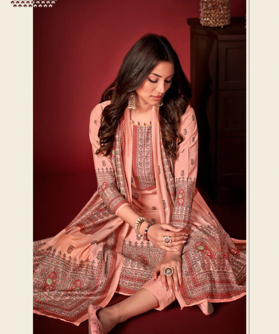 Women Cotton Unstitched Pink Salwar Suit Material with Dupatta
