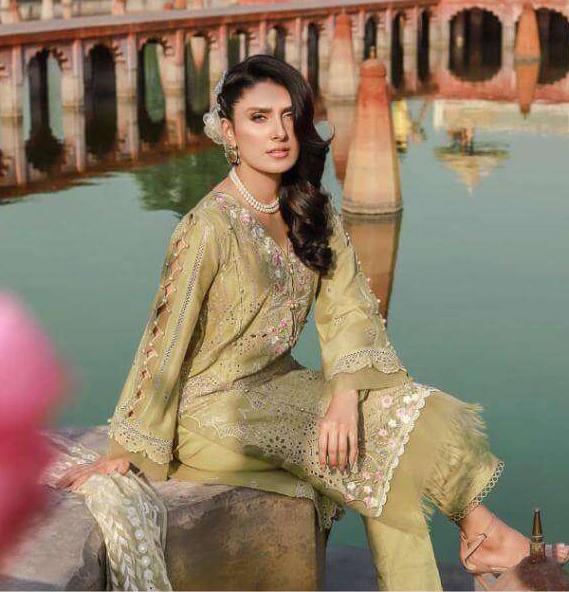 Cotton With Embroidery Green Unstitched Pakistani Suit Dress Material - Stilento