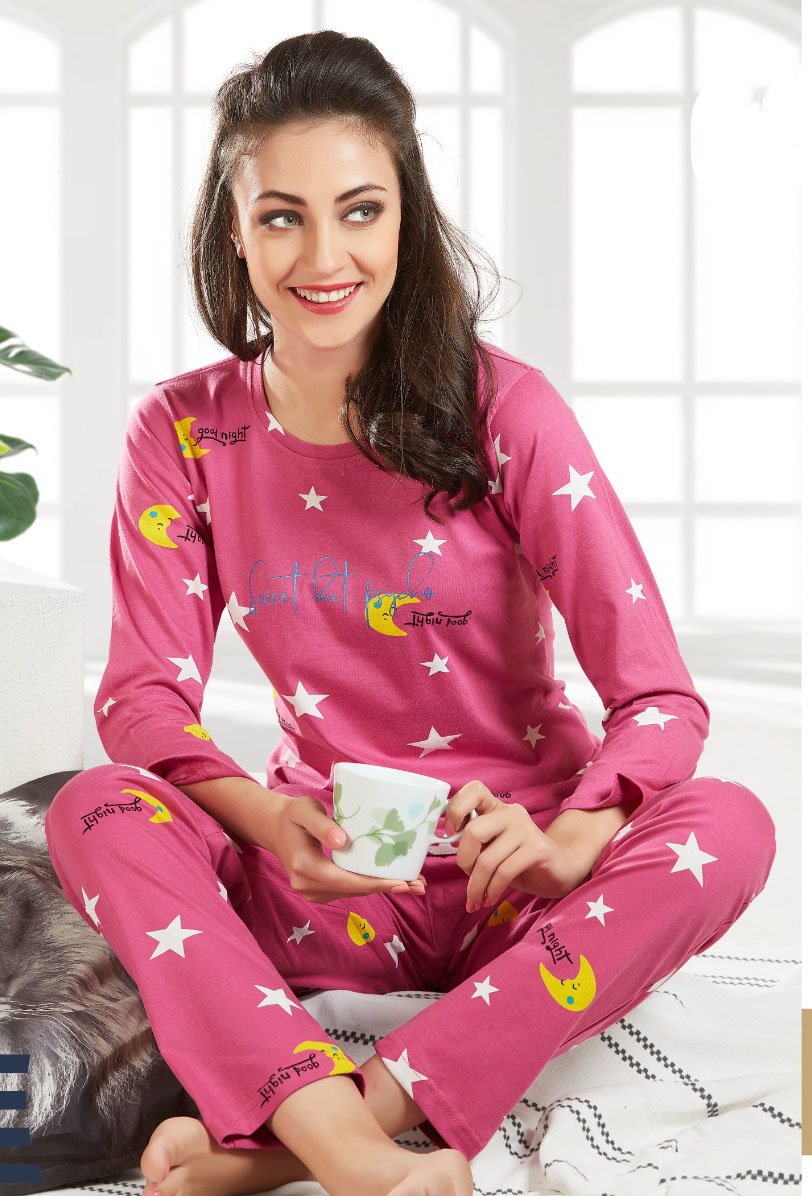 Cute Winter Night suits Set for ladies Pink - Stilento