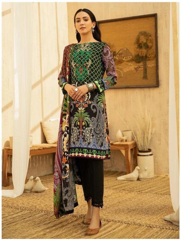 Cyra Fashion Pakistani Printed Women Suits Dress Material Green - Stilento