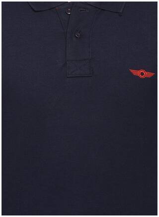 Dark Blue Slim Fit Polo Neck T-Shirt with collar for Men - Stilento