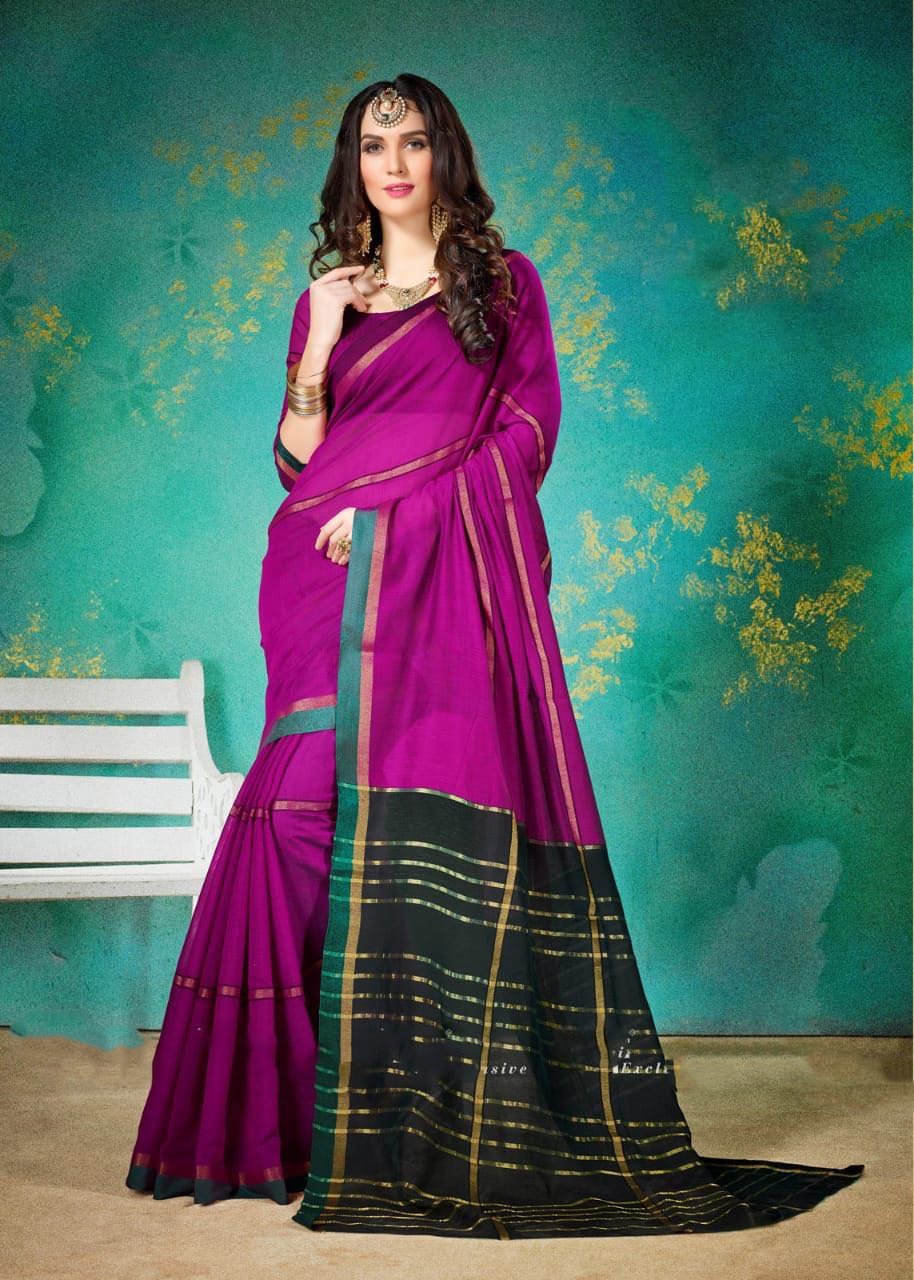 Dark Pink Designer Women’s Cotton Printed Saree - Stilento