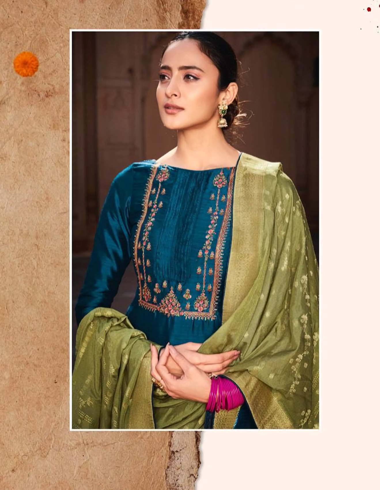 Deepsy Festive Wear Blue Unstitched Heavy Silk Salwar Suits - Stilento