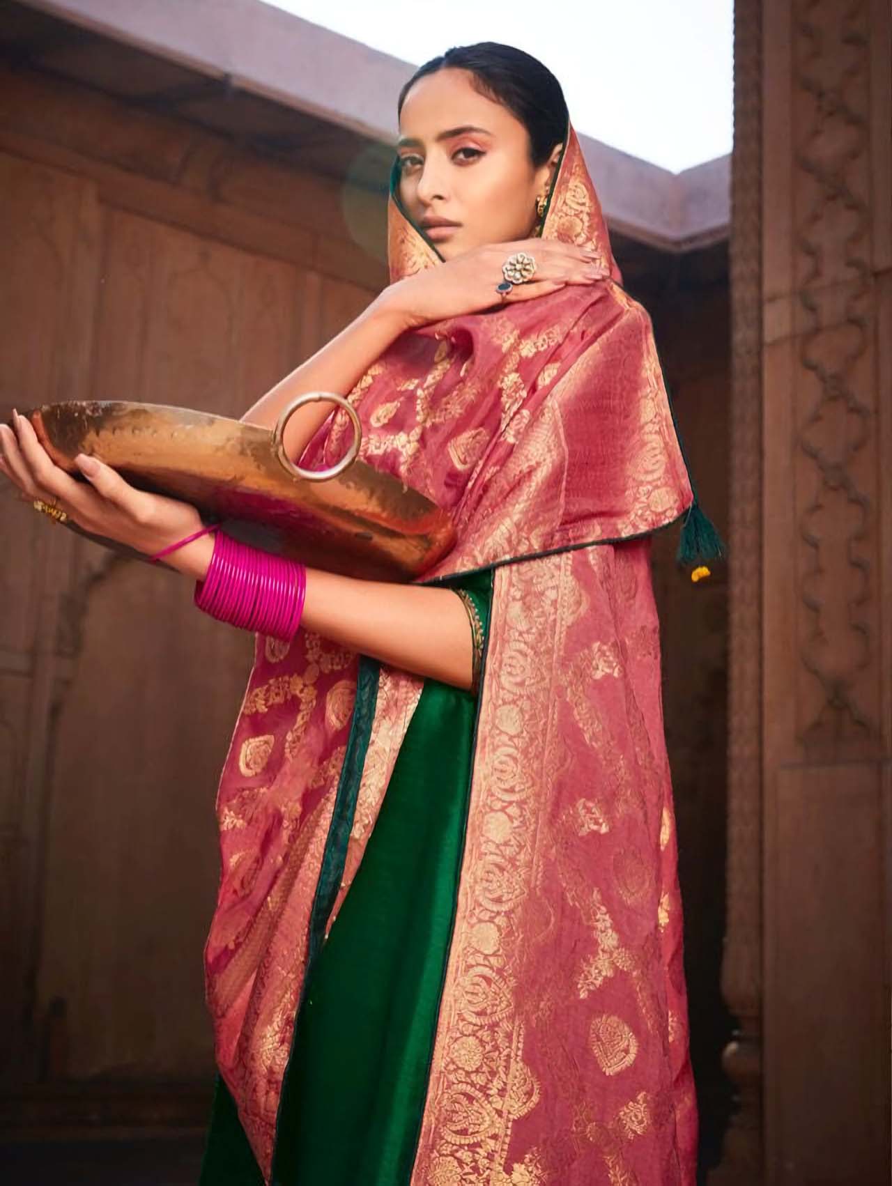 Deepsy Festive Wear Green Unstitched Heavy Silk Salwar Suits - Stilento