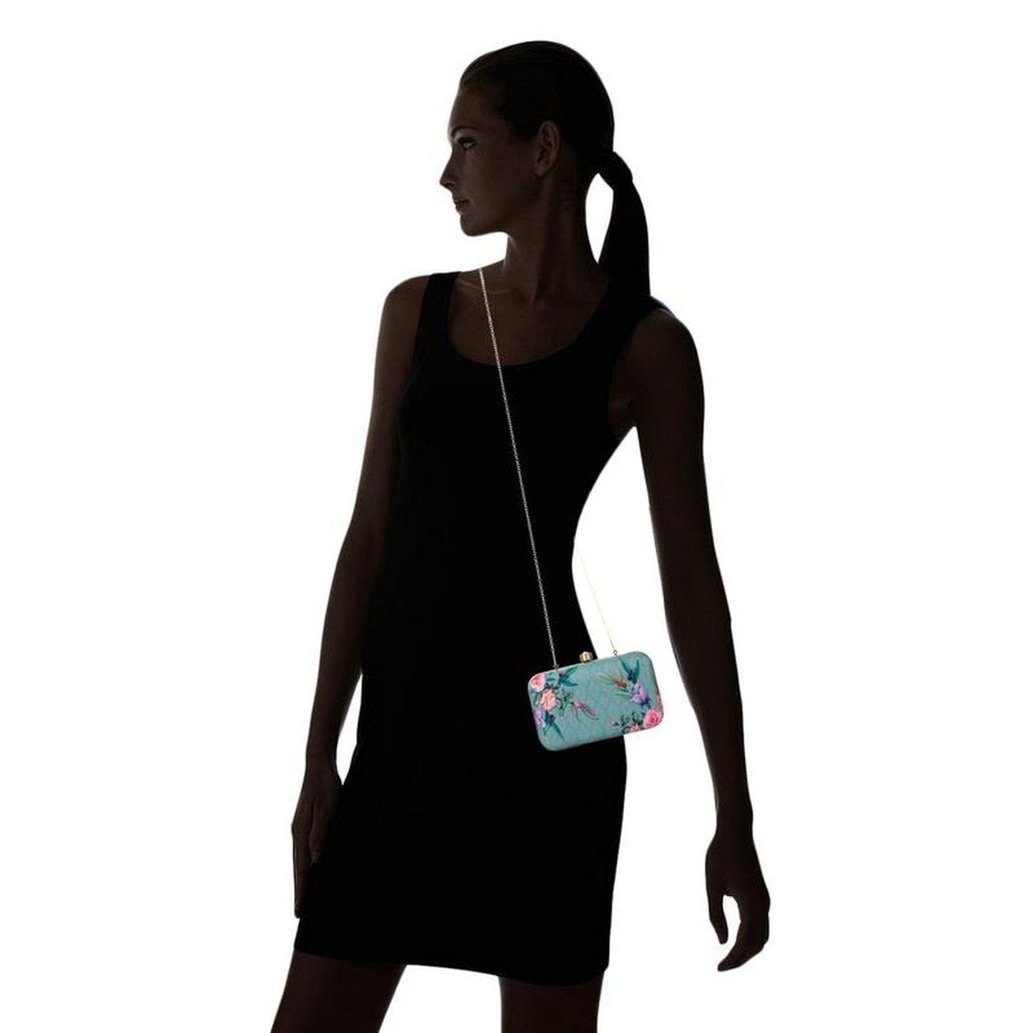 Designer Dark Blue Box Clutch Purse with Chain for girls - Stilento