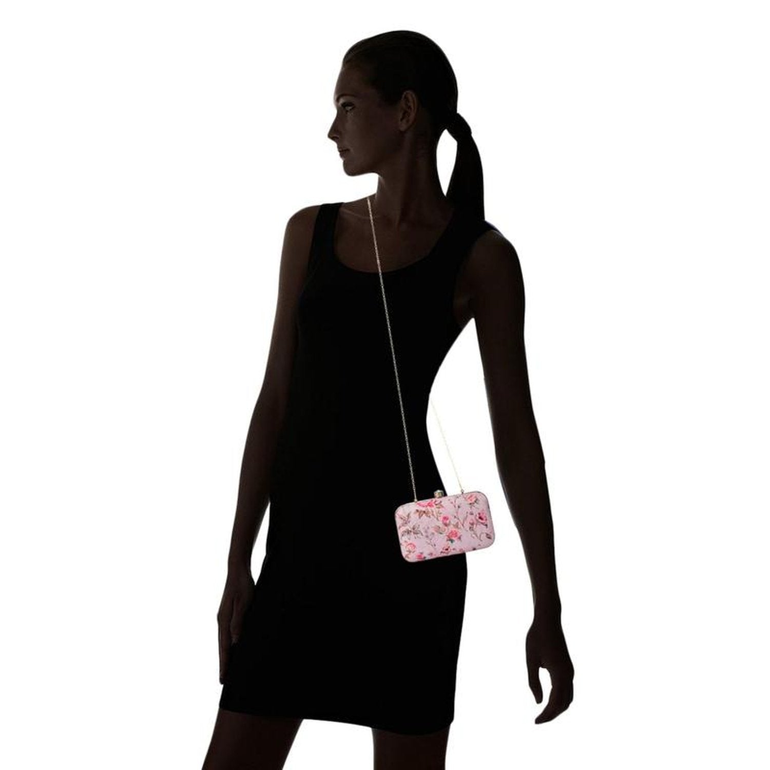 Designer Light Pink Box Clutch Purse with Chain for girls - Stilento