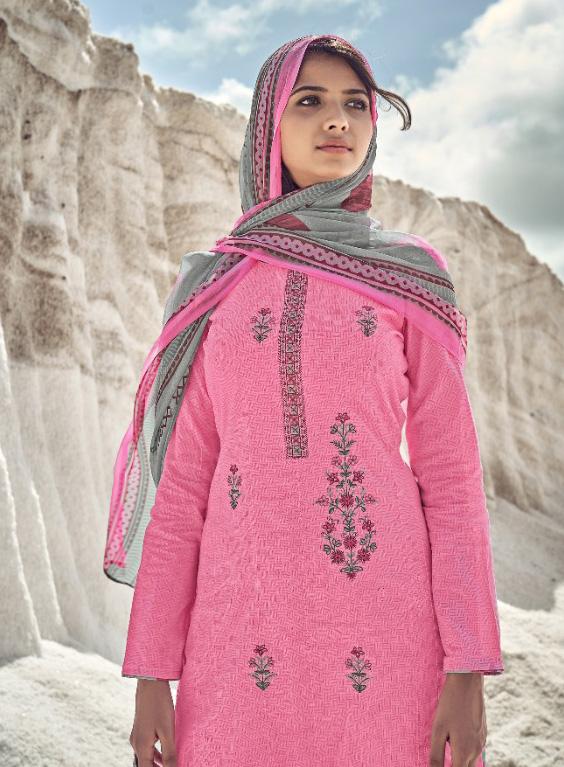 Designer Women Pink Cotton Suits Set with Embroidery - Stilento