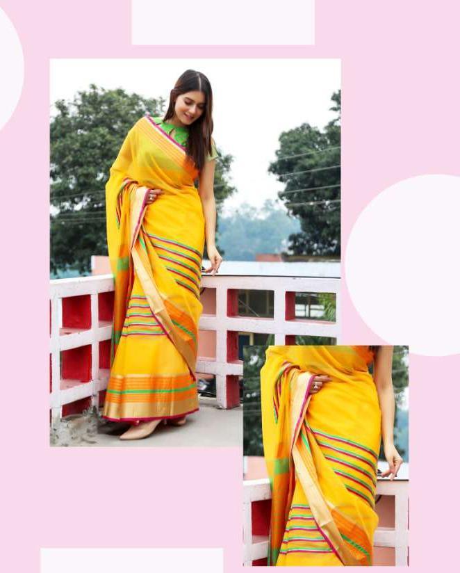 Designer Women’s Yellow Printed Saree - Stilento