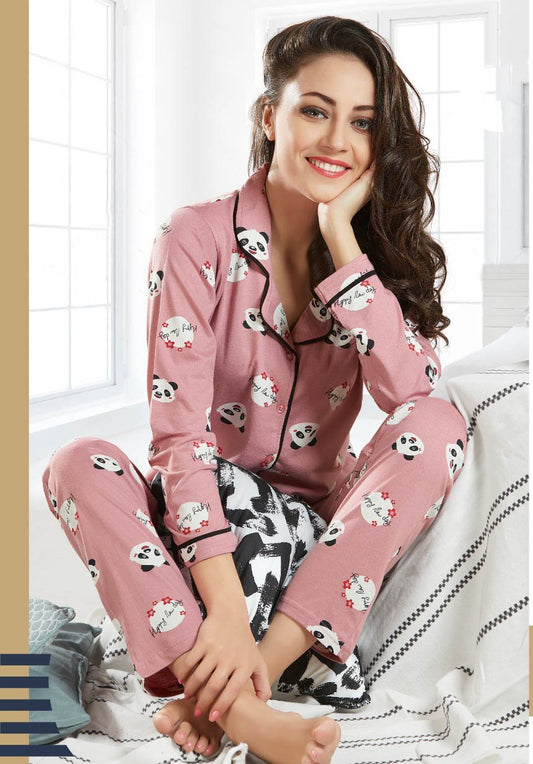 Elegant Winter Printed nightwear set for ladies - Stilento