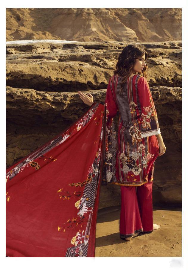 Emaan Adeel Pure lawn Unstitched Pakistani Suits With Mal Mal Duppata - Stilento