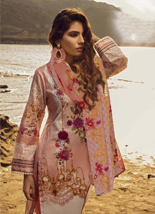 Emaan Adeel Women lawn Unstitched Pakistani Suits With Mal Mal Duppata