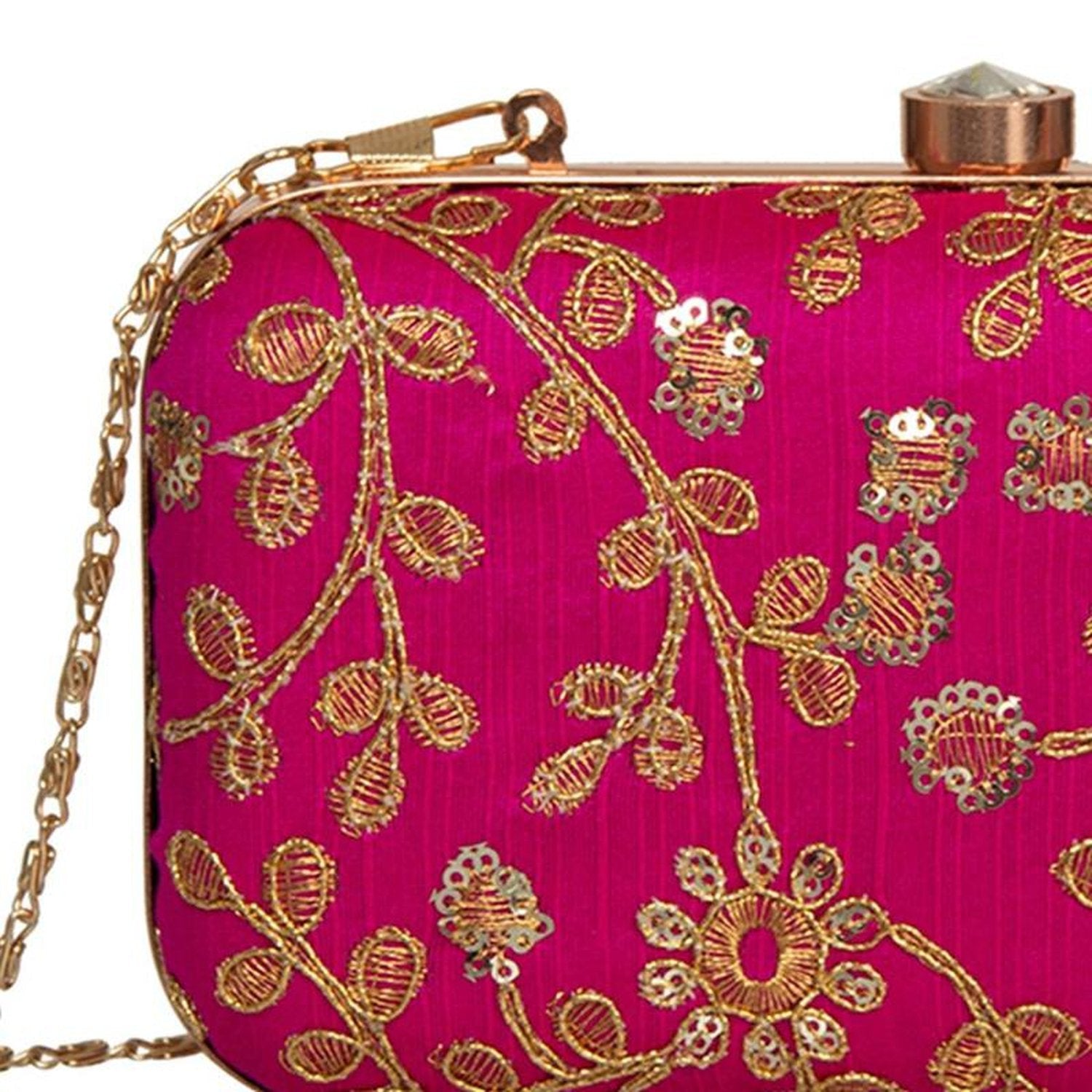 Bright Pink Metallic Pouch Shoulder Bag  New Look
