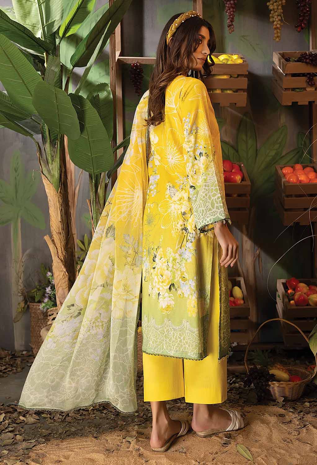 Adan's Libas Summer Fantasy Lawn Unstitched Pakistani Suit Yellow