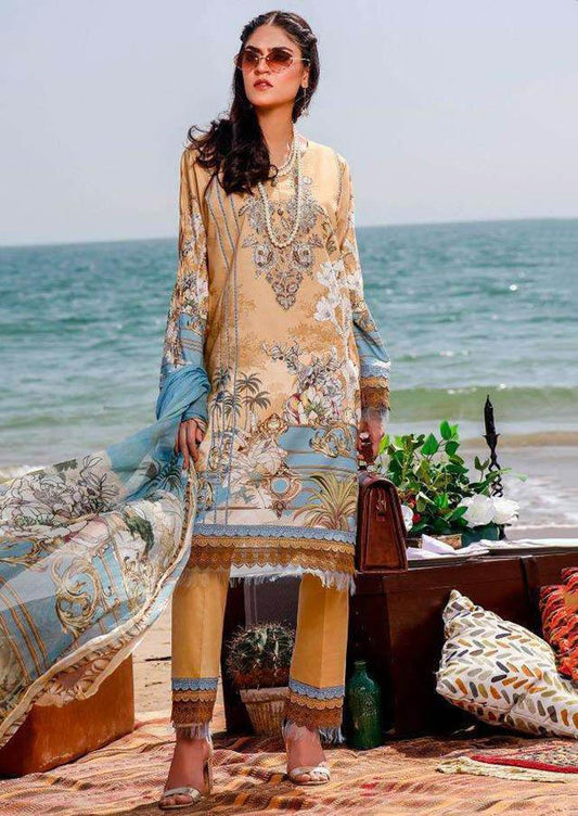 Firdous Pakistani Beige Unstitched Cotton Suit Dress Material
