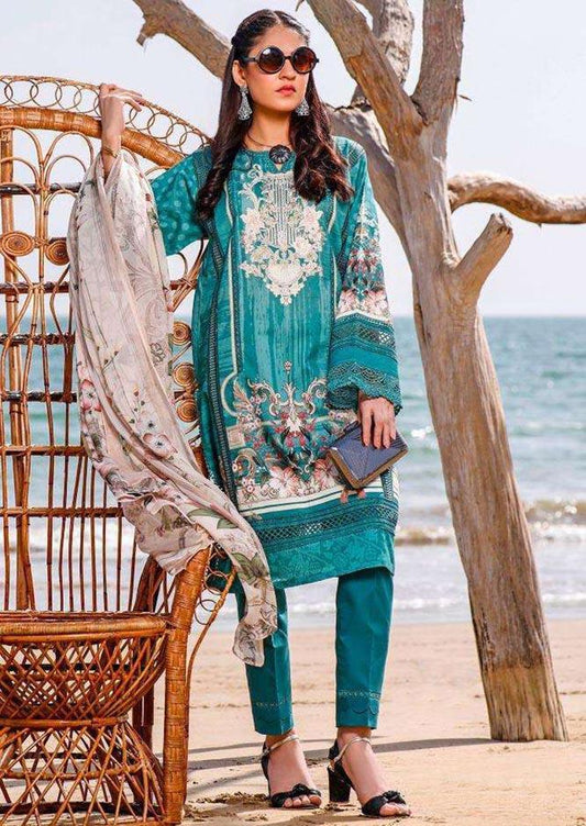 Firdous Pakistani Blue Unstitched Cotton Suit Dress Material