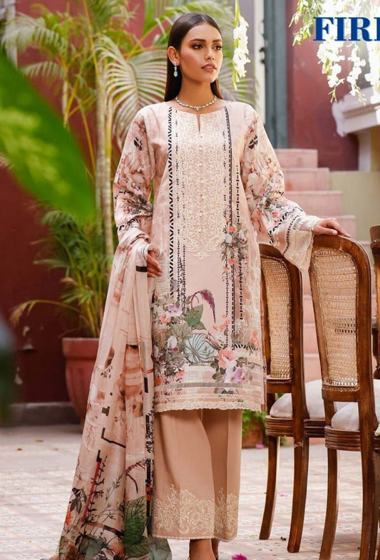Firdous Pakistani Copy Cotton Pink Unstitched Suits