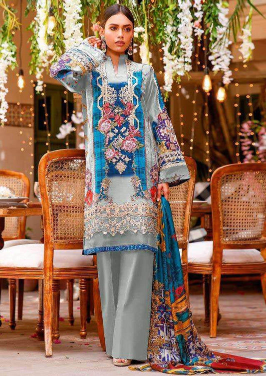 Firdous Pakistani Grey Unstitched Cotton Suit Dress Material