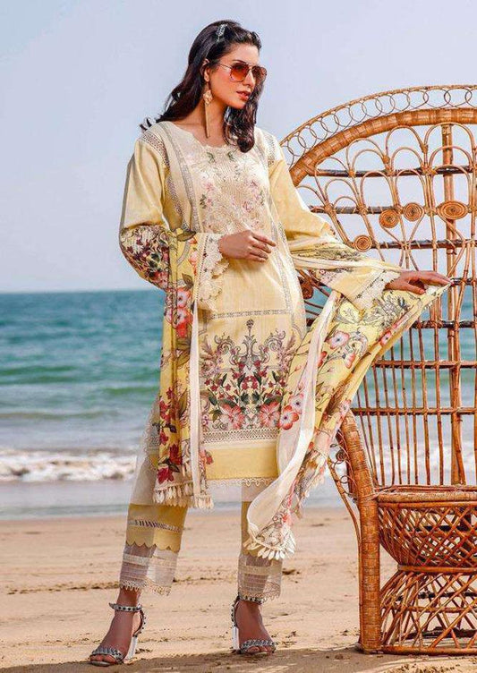 Firdous Pakistani Yellow Unstitched Cotton Suit Dress Material