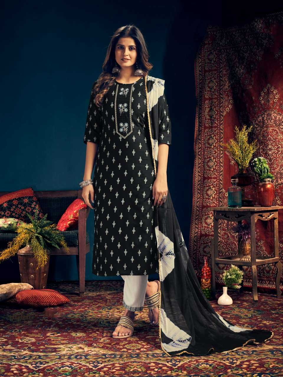 Fully Stitched Rayon Black Salwar Suits with Dupatta - Stilento