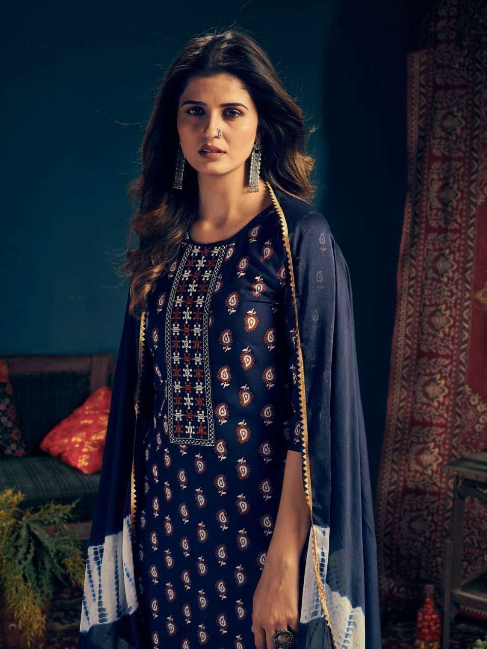 Fully Stitched Rayon Dark Blue Salwar Suits with Dupatta
