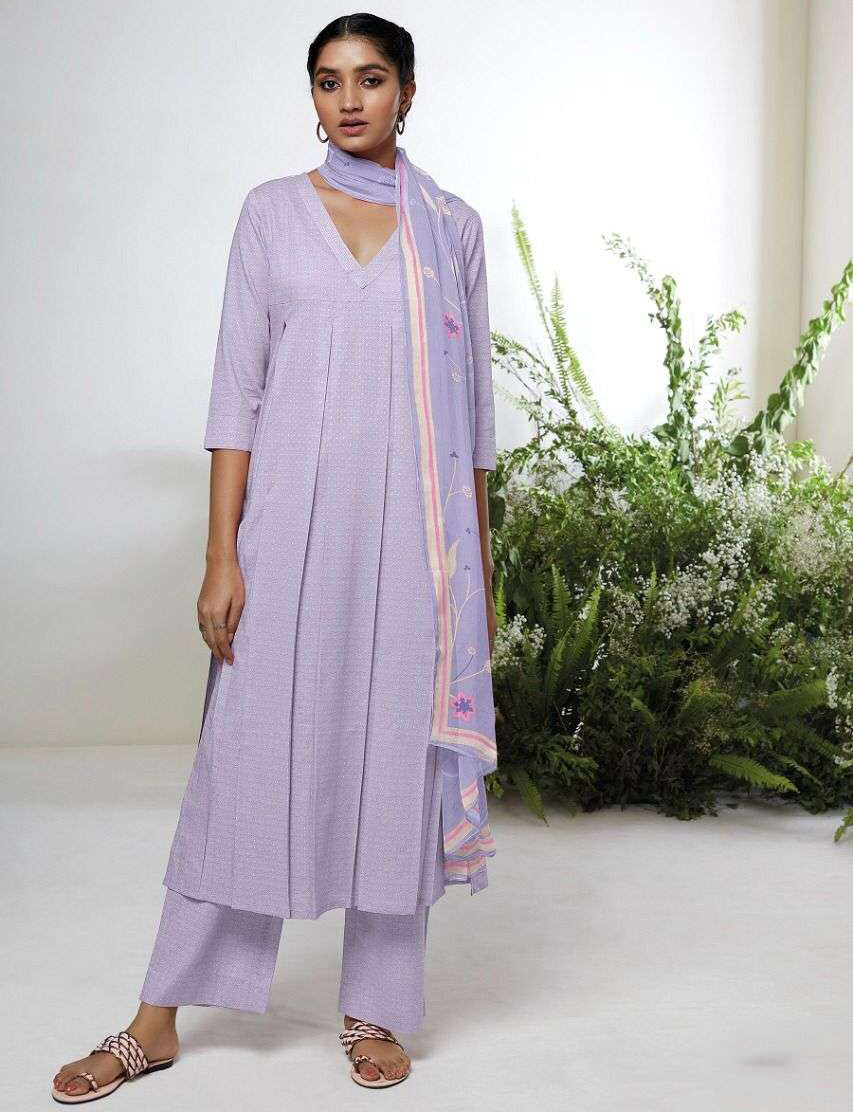 Ganga Fashion Cotton Unstitched Suit With Chiffon Dupatta - Stilento