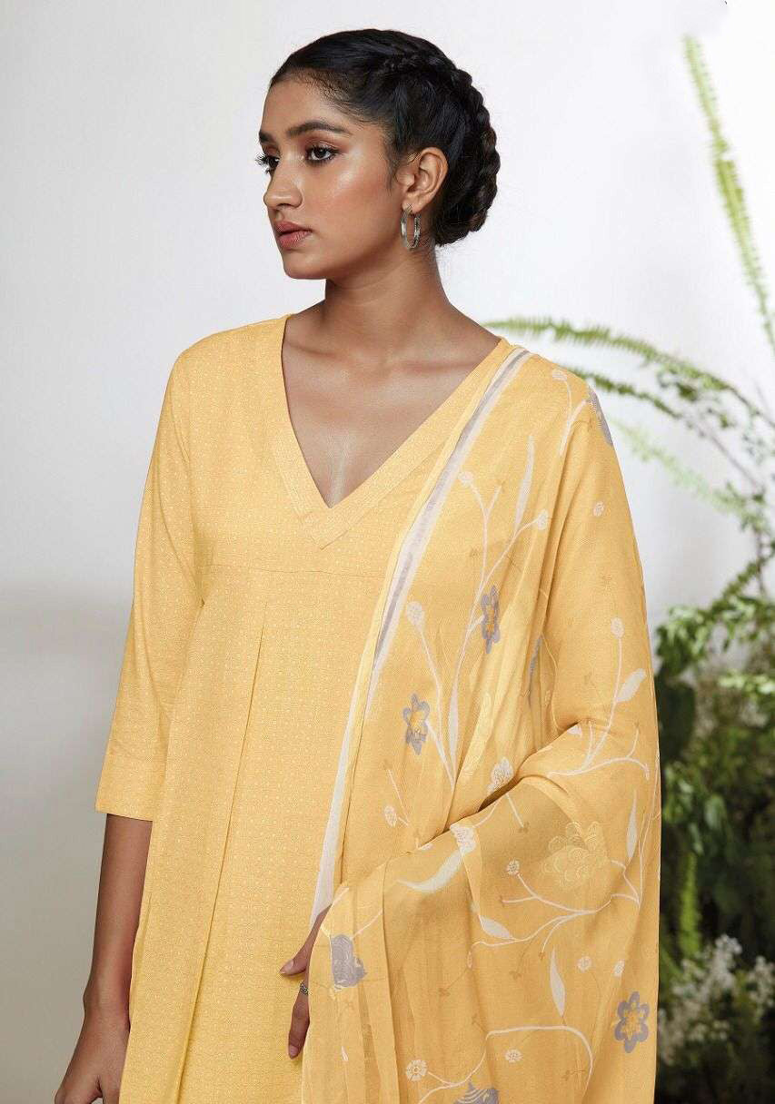 Ganga Fashion Cotton Unstitched Suit With Chiffon Dupatta - Stilento