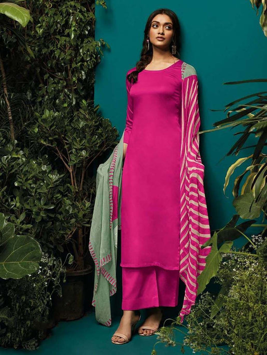 Ganga Pure Cotton Unstitched Pink Salwar Suits With Dupatta