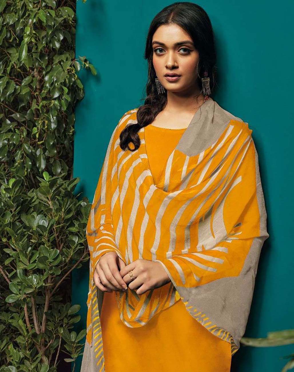 Ganga Pure Cotton Unstitched Yellow Salwar Suits With Dupatta - Stilento