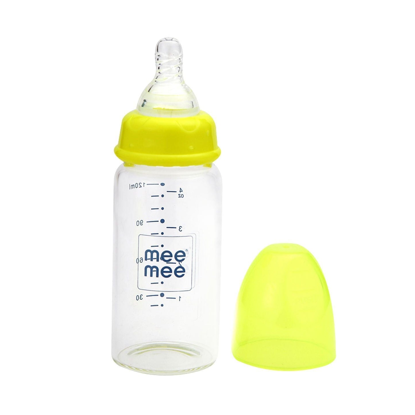 Glass Feeding Bottle for New Born Baby 120 ml Green - Stilento