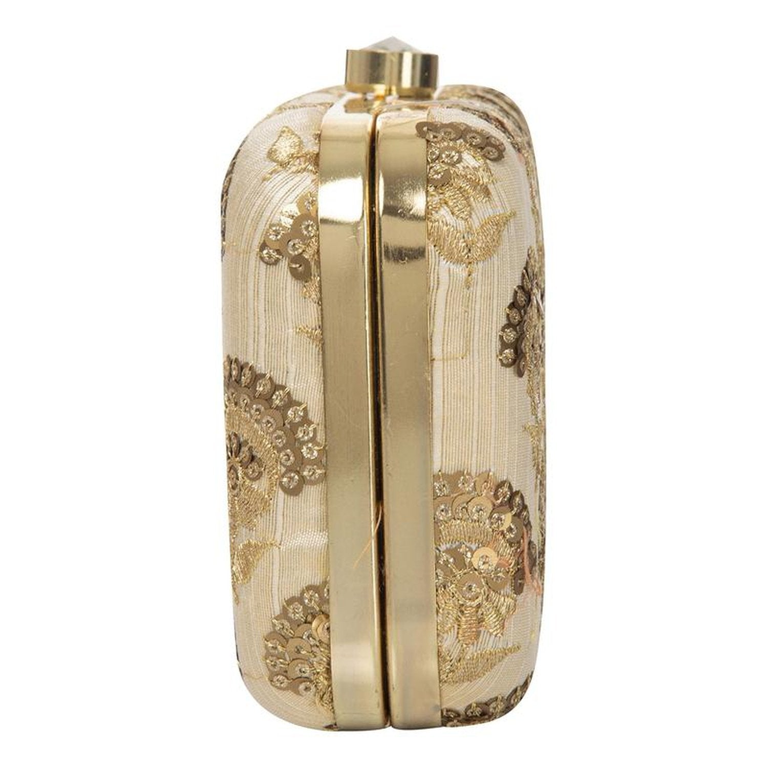 Golden Beige Handcrafted Party wear clutches for wedding - Stilento