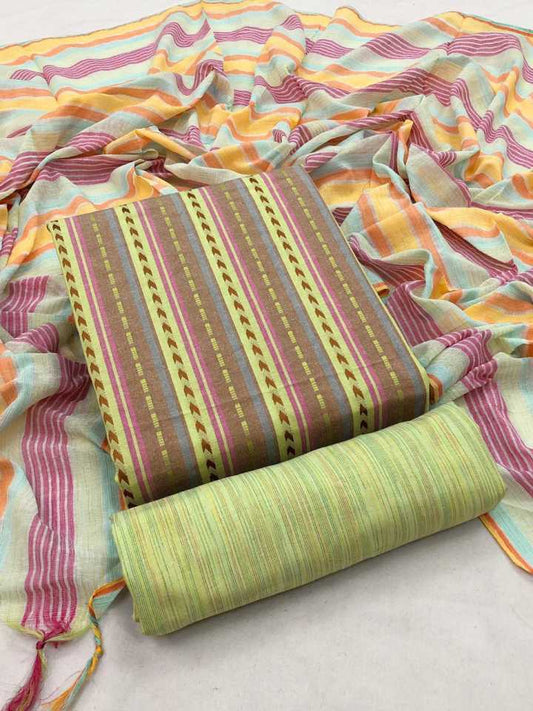 Green Pure Handloom Cotton Unstitched Dress Material