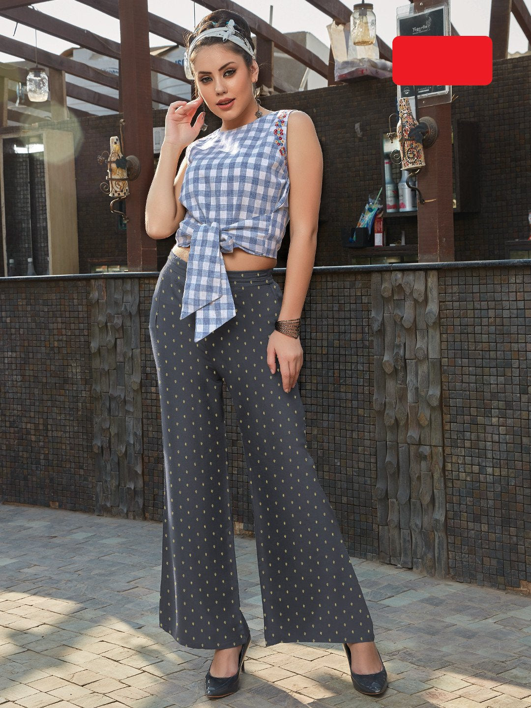 Buy Dark Blue Rayon Printed Parallel Pants Online  W for Woman