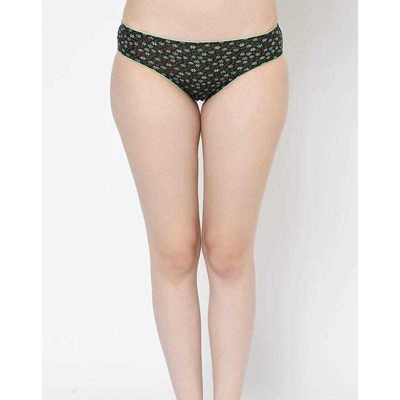 Groversons Paris Beauty Women's Floral Printed Low Waist Dark Color Cotton Bikini Panties (Pack of 3)