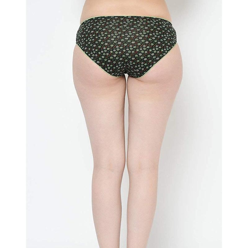 Groversons Paris Beauty Women's Floral Printed Low Waist Dark Color Cotton Bikini Panties (Pack of 3)