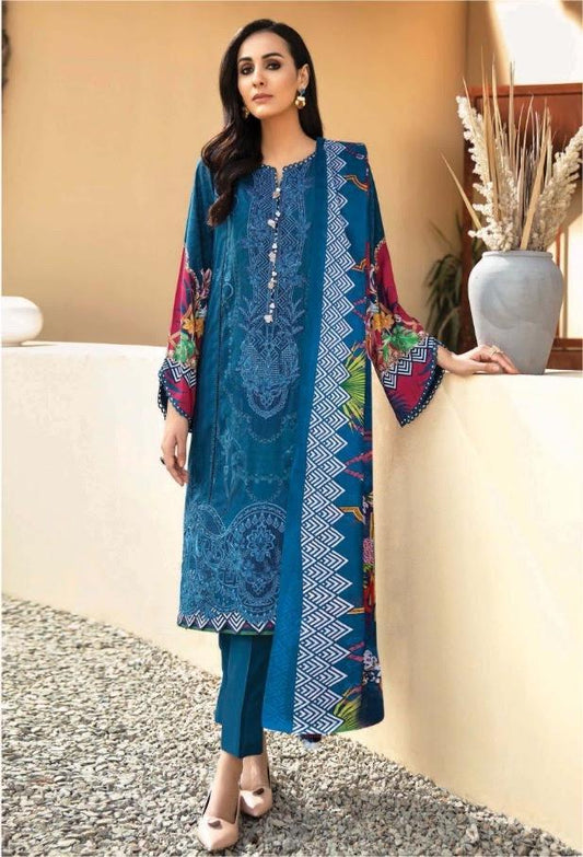 Iris Cotton Blue Pakistani Suits Dress Material for Women