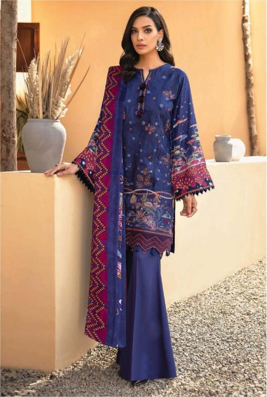 Iris Cotton Blue Pakistani Suits Dress Material for Women