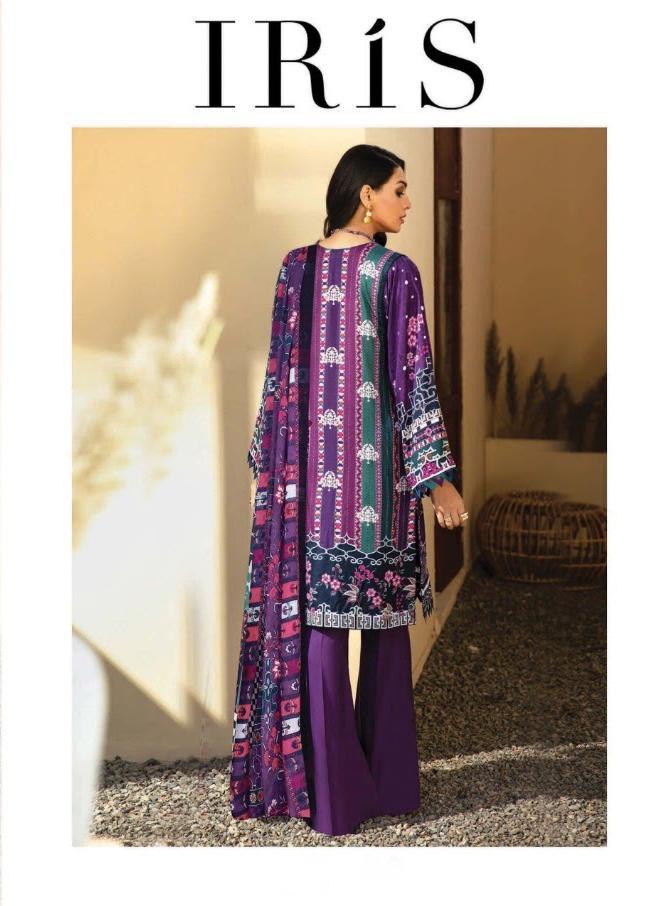 Iris Cotton Purple Pakistani Karachi Dress Material for Women - Stilento
