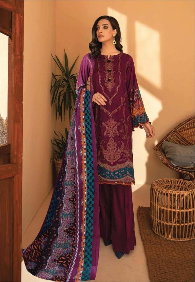Iris Cotton Purple Pakistani Suits Dress Material for Women - Stilento