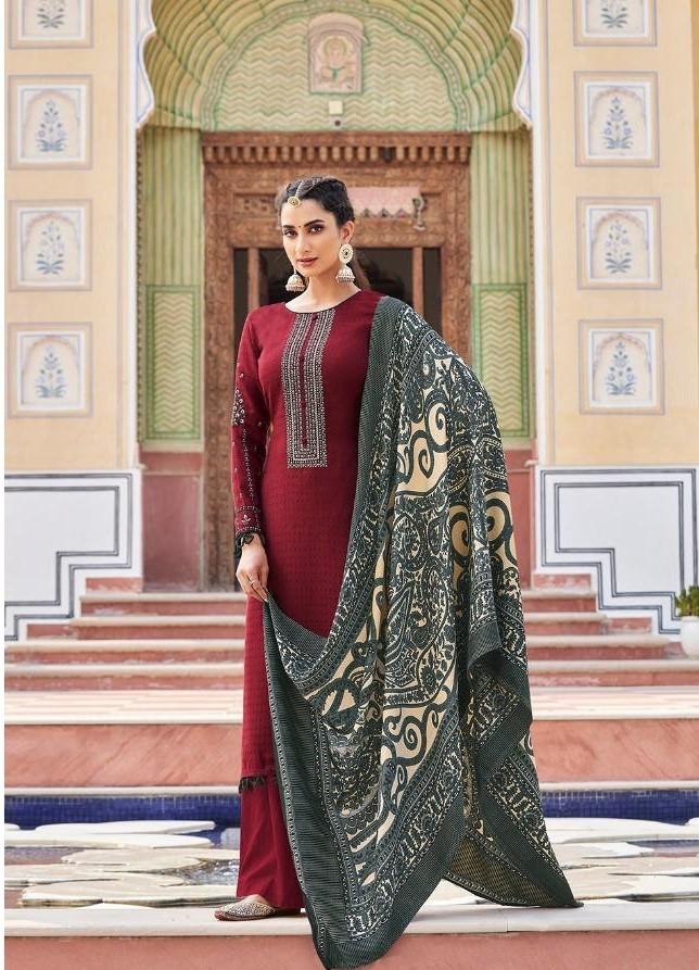 Jamdani Pure Pashmina With Heavy Embroidery Dress Material - Stilento