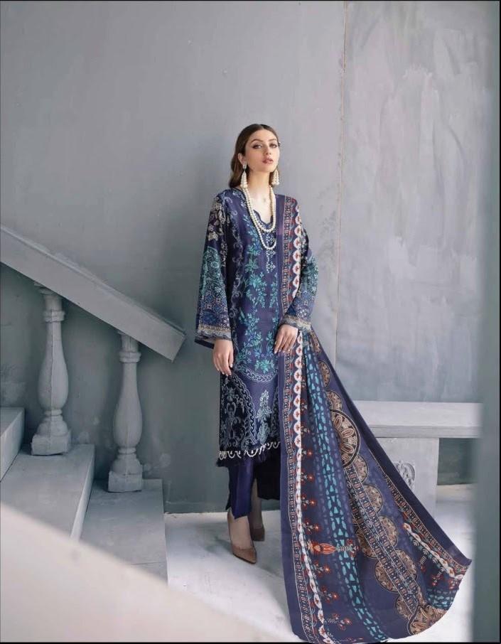 Karachi Style Cotton Suits Dress Material Blue - Stilento