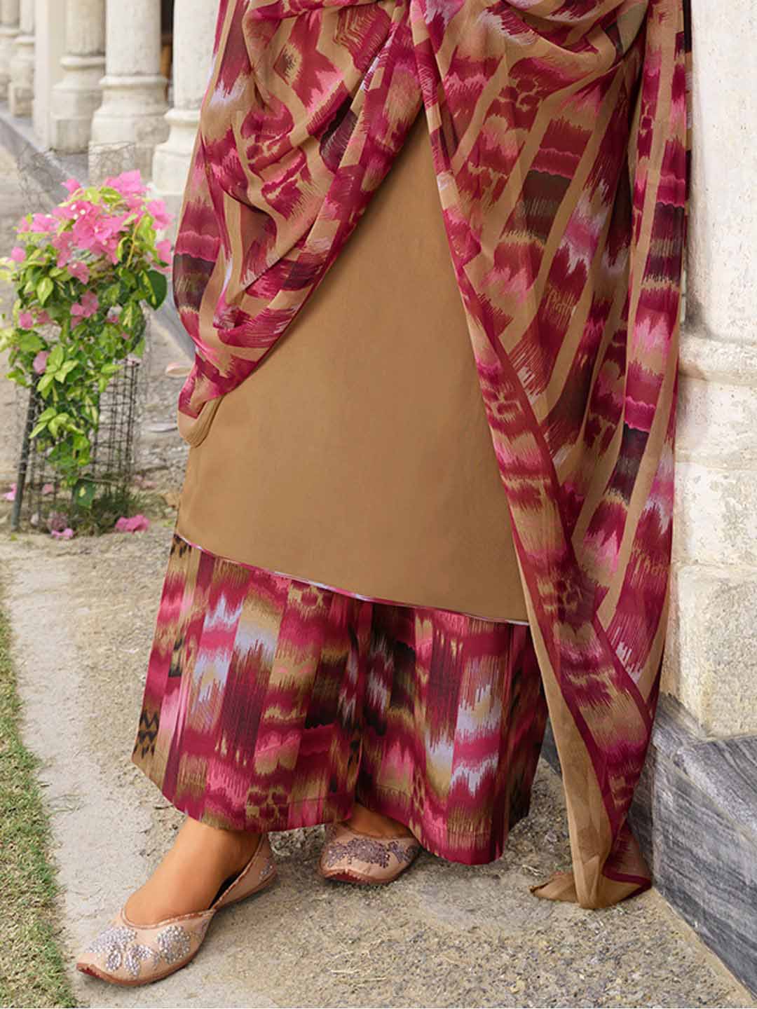 Beige Pure Jam Cotton Unstitched Suits with Heavy Embroidery Material