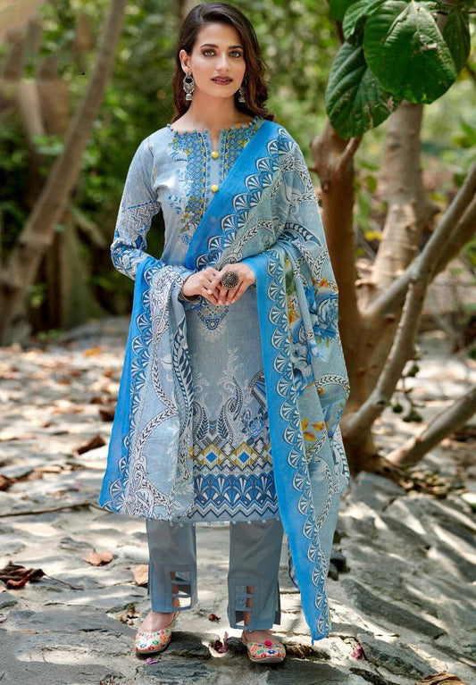 Ladies Blue Pakistani suits Karachi Dress Material