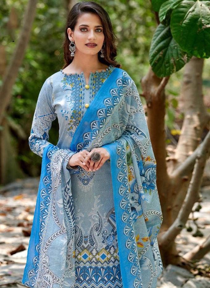 Ladies Blue Pakistani suits Karachi Dress Material - Stilento