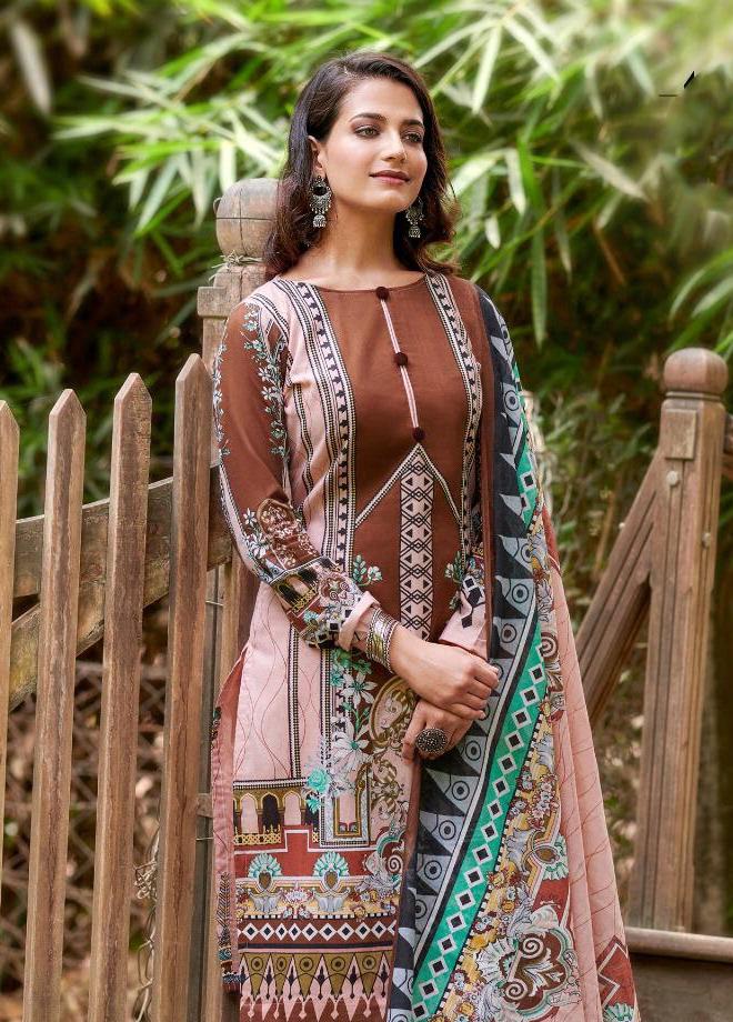 Ladies Brown Pakistani suits Karachi Dress Material - Stilento
