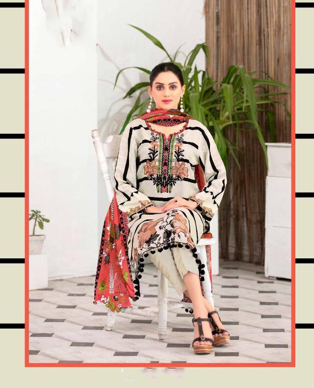 Lawn Cotton Karachi Salwar Kameez Dress Material for Women - Stilento