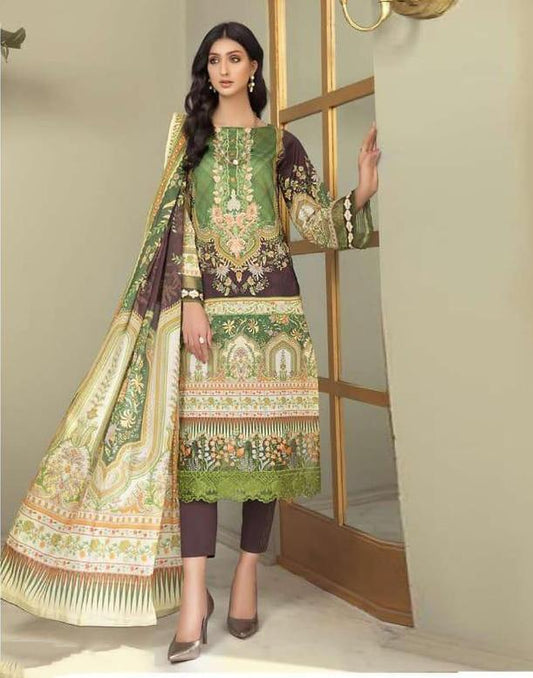 Lawn Cotton Unstitched Maroon Suit Dress Material for Women