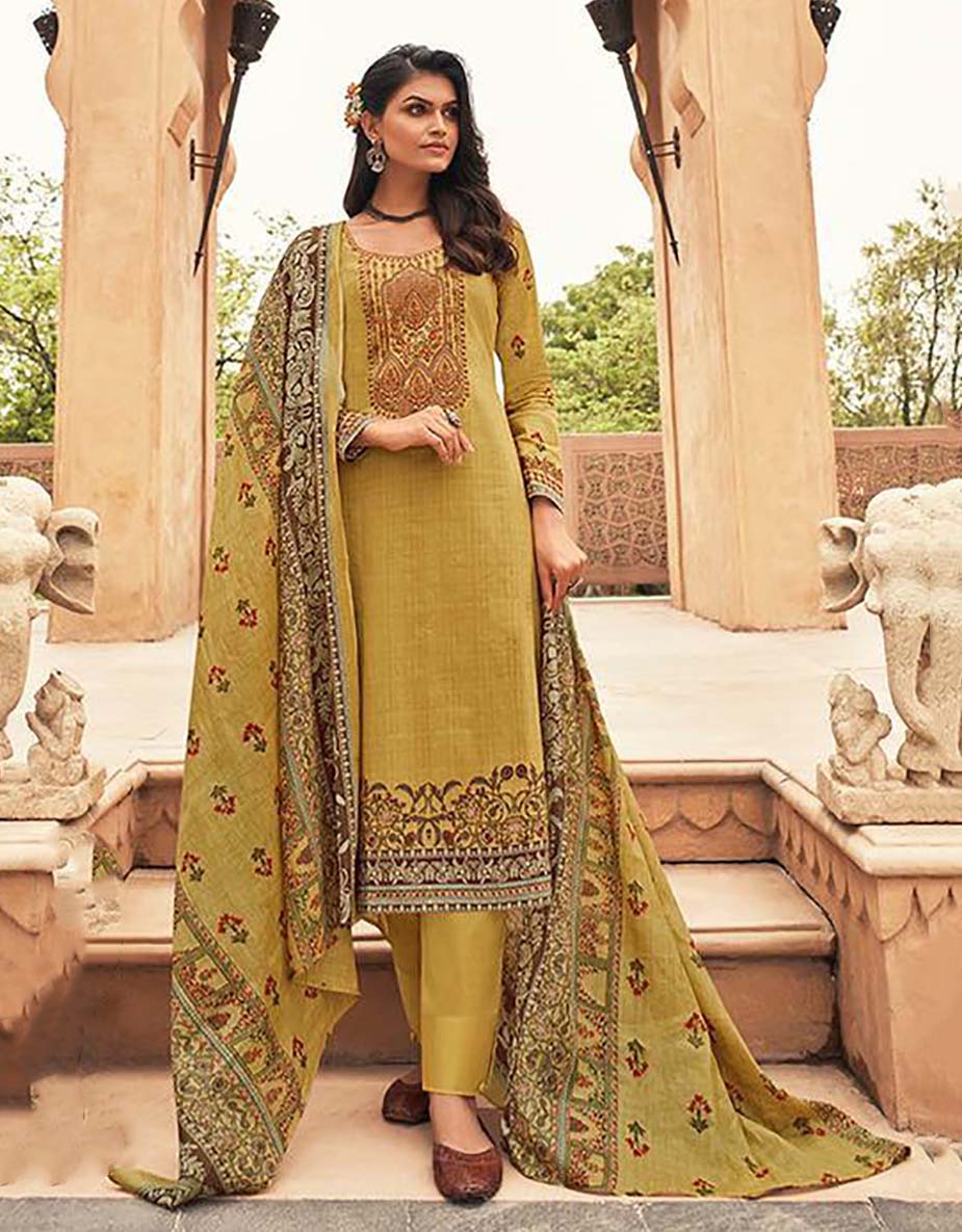 Lawn Cotton Unstitched Suit Material with Embroidery - Stilento